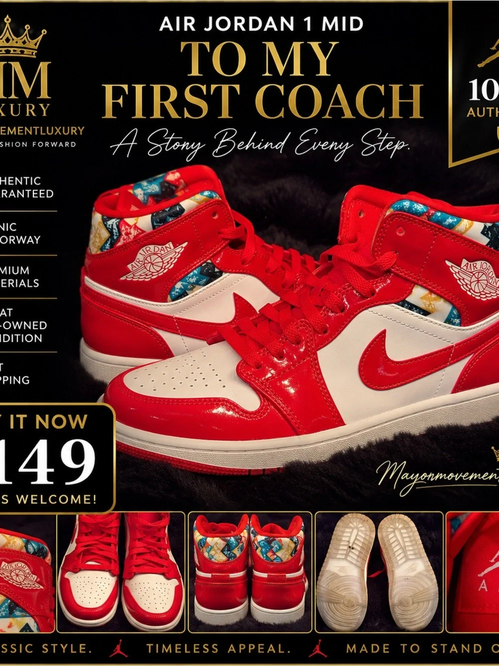Nike Air Jordan 1 Mid “To My First Coach” | Men’s Size 8 | Rare Colorway